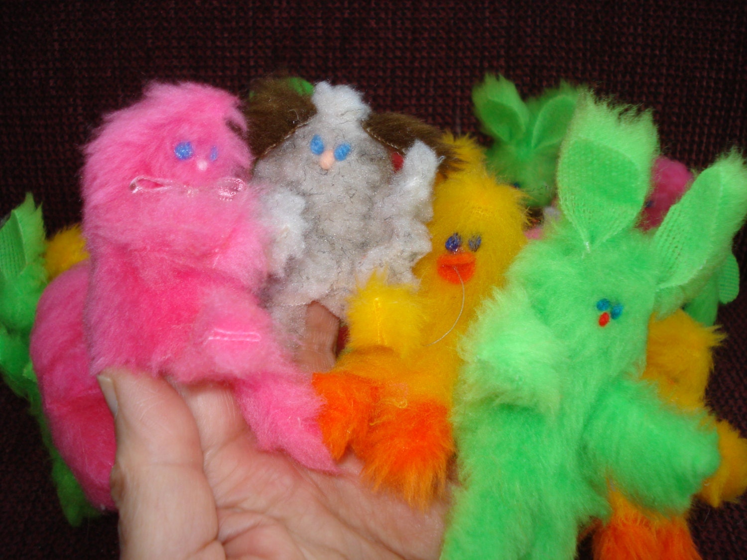 20 Bright color Finger Puppets with arms and legs dogs birds bunnies and pink ones