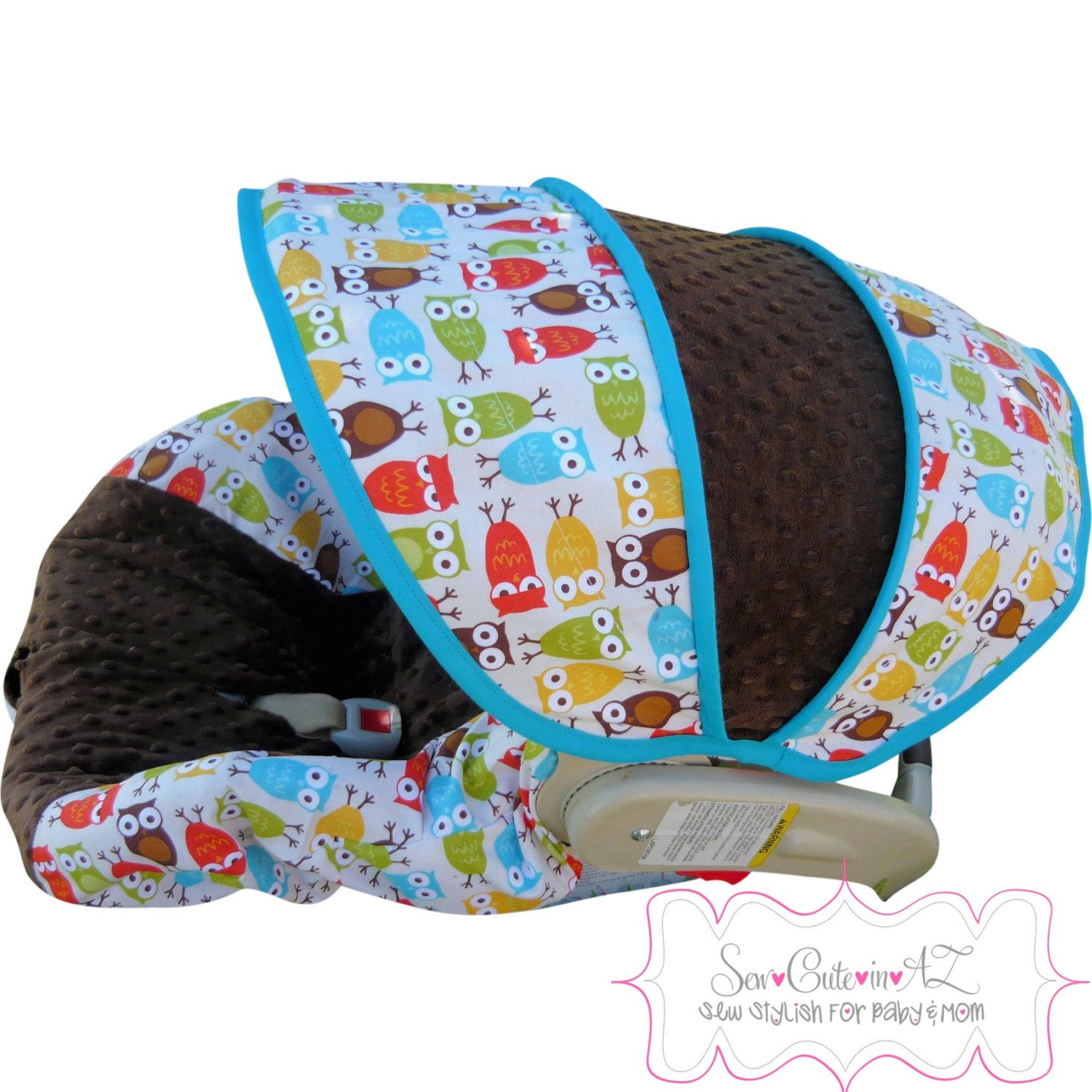 Urban Owls with Brown Infant Car Seat Cover--- Moves To Toddler
