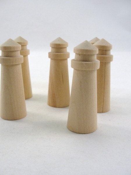 Unfinished wooden lighthouse set of 6