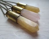 Bullet & Butterscotch Quartz Point - Set into Empty Bullet Casing - Bullet Jewelry