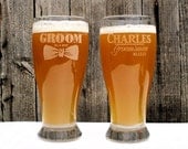 Groomsmen Gifts, Personalized Pilsner Glasses, Laser Etched, Custom wedding favors for the Best Man, Groomsman. Father of the Bride Gift
