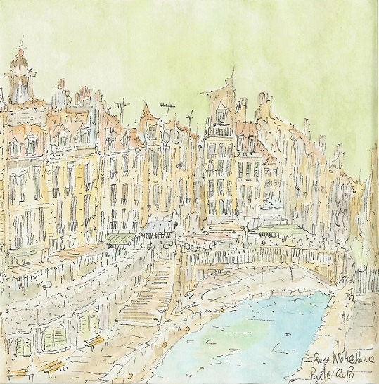 View from Notre Dame, Paris - Original Watercolor Painting