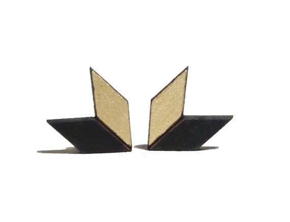 Pilot Studs - Gold & Black Earrings