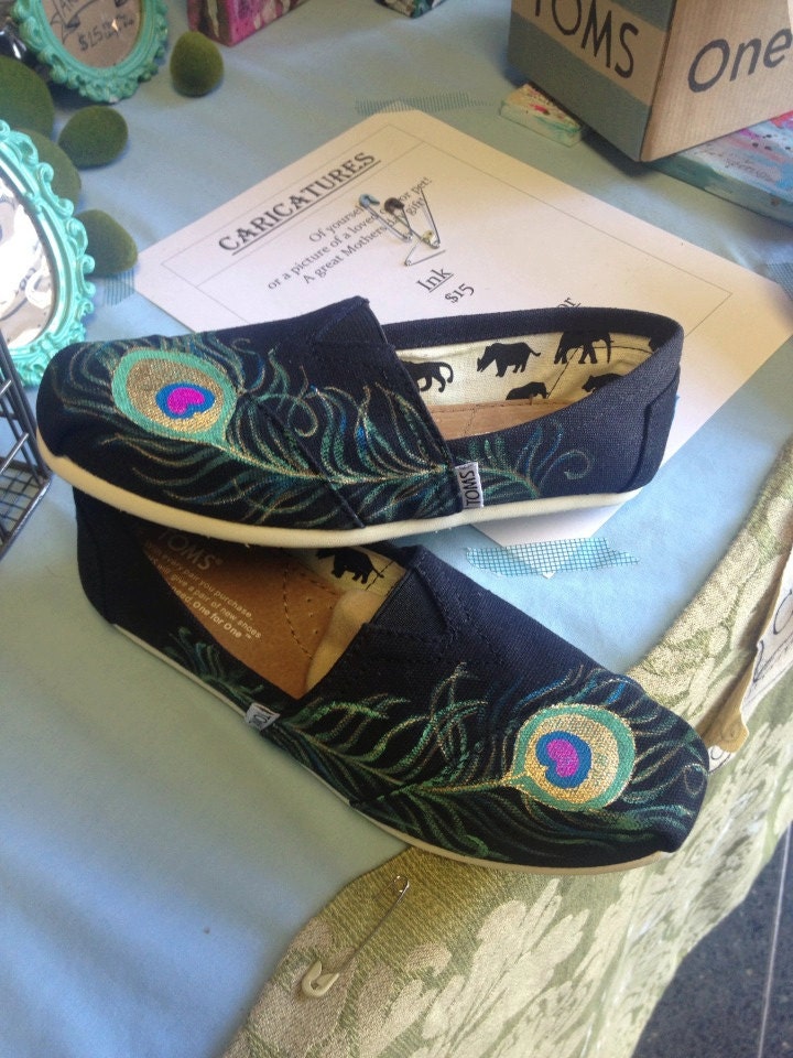 send me any shoes-peacock feathers hand painted shoes-made to order