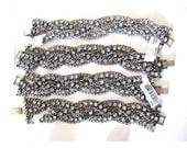 Silver Braided Bracelet, White Rhinestones LOT of 4, 80's NORDSTROM DEADSTOCK