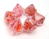 Lampwork beads  -  Will o the Wisp - Apricot Surprise  -  crystal shaped beads, 6 glass beads, pink, tangerine, orange