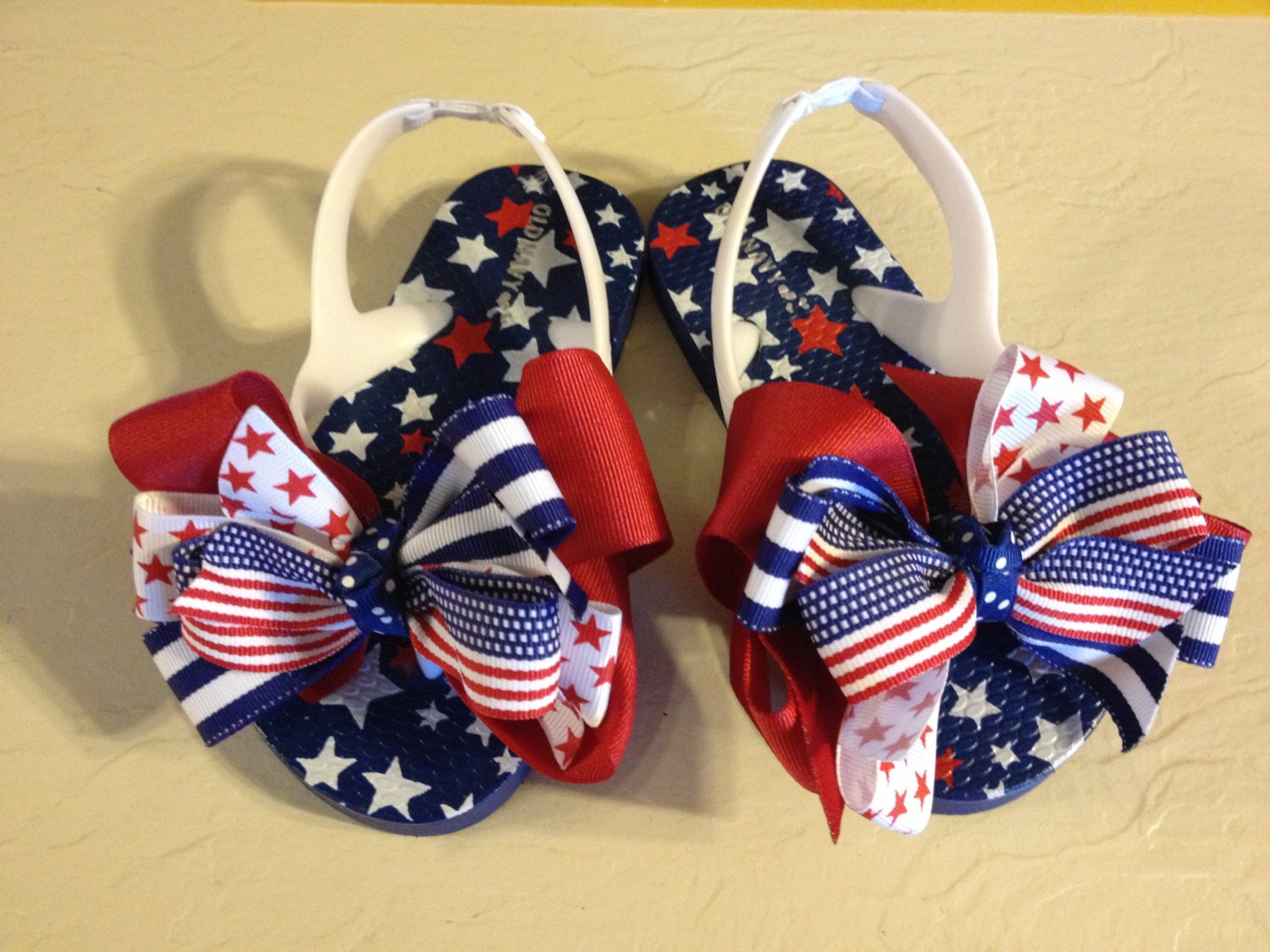 Toddler Size 9 Patriotic July 4th Bow Flip Flops