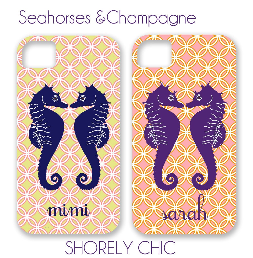 Monogrammed Seahorses and Champagne iPhone Cover