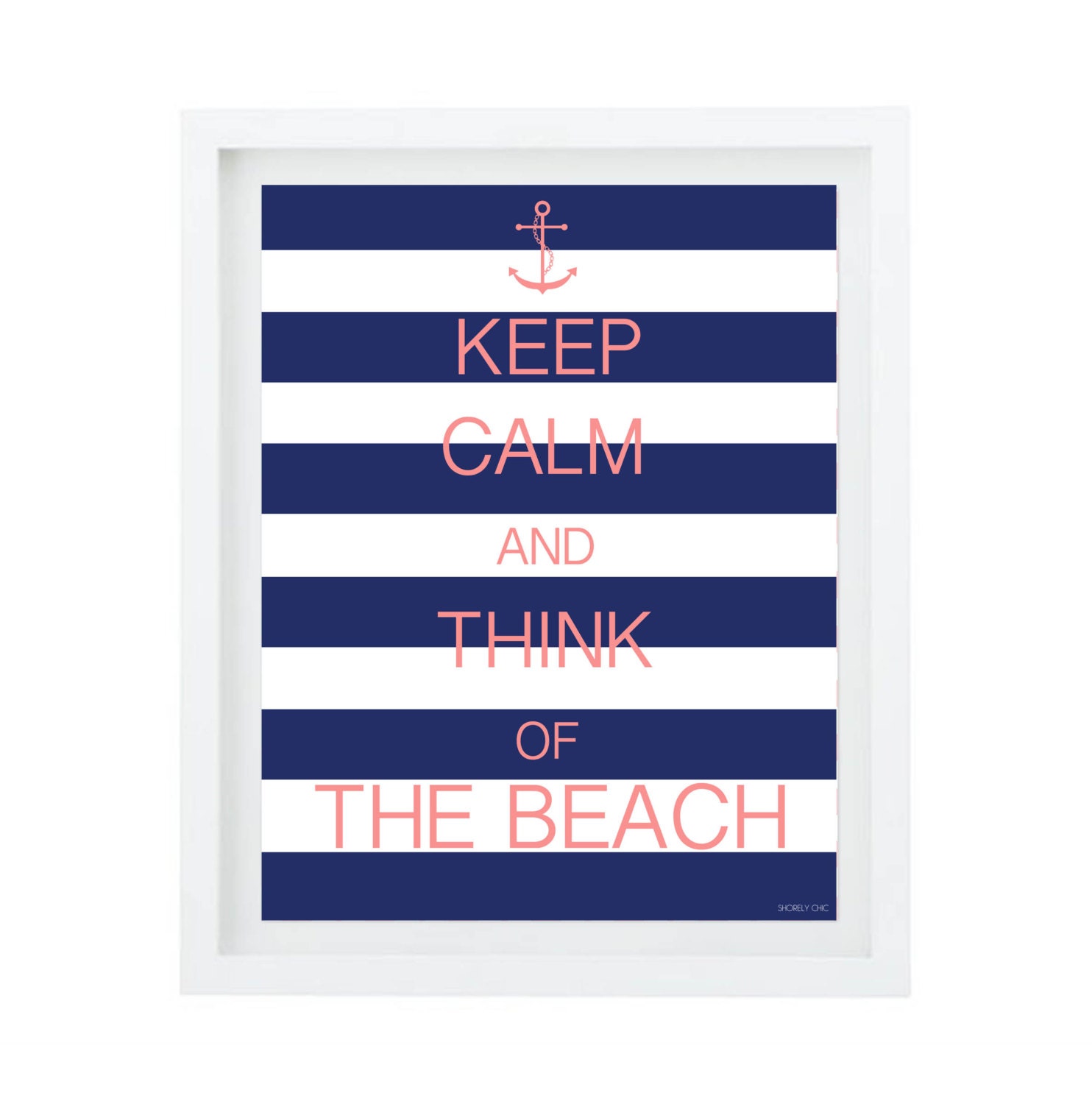 Cabana Striped Keep Calm and Think of the Beach Poster