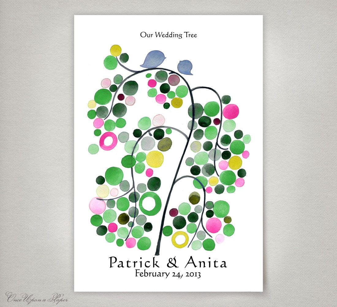 13x19 Print Custom Wedding Guest book Fingerprint and Signature Tree 003 - Guest book alternative,  original wedding tree, wedding