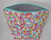 Geo Hearts Pleated Zipper Pouch