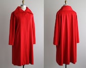 30s coat / 1930s wool gabardine swing jacket / Garnet Red coat