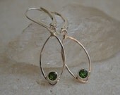 Green Tourmaline Marquis Dangly Earrings in Sterling Silver
