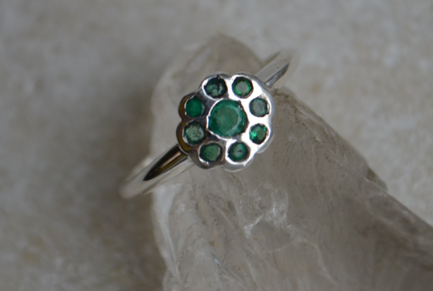 Colombian Emerald Flower Ring