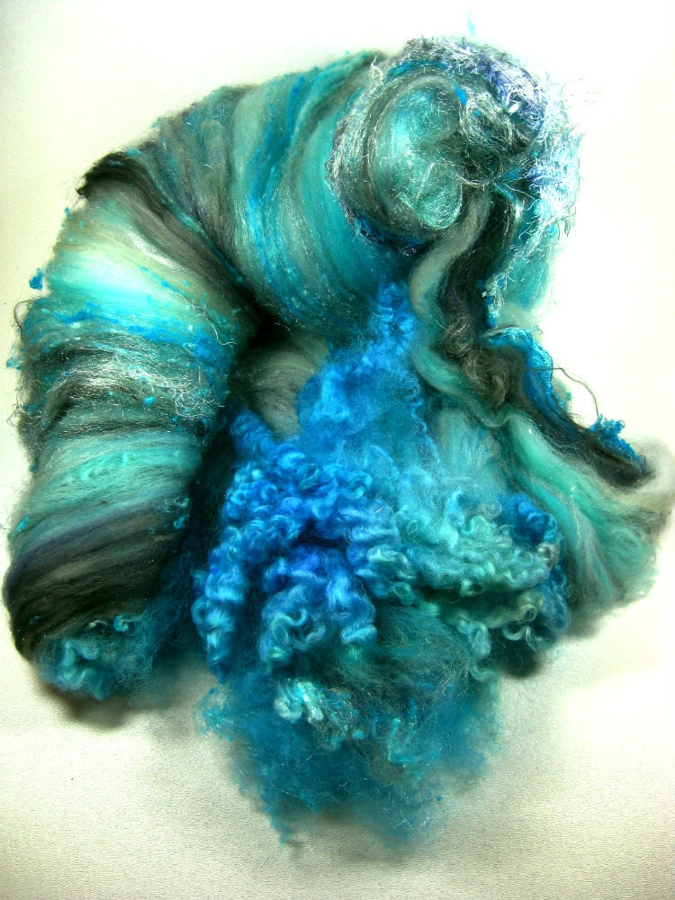 Surf's Up Wild Card Bling Batt for Spinning and Felting