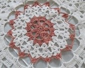 Vintage Doily, chocolate truffle and white, soft cotton, doilys, linens for romantic home decor, french country, 13" inch rd