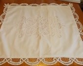 Vintage Drawn work, cut work, white large pillow sham, victorian style,Sweet Romantic cottage, heirloom linens