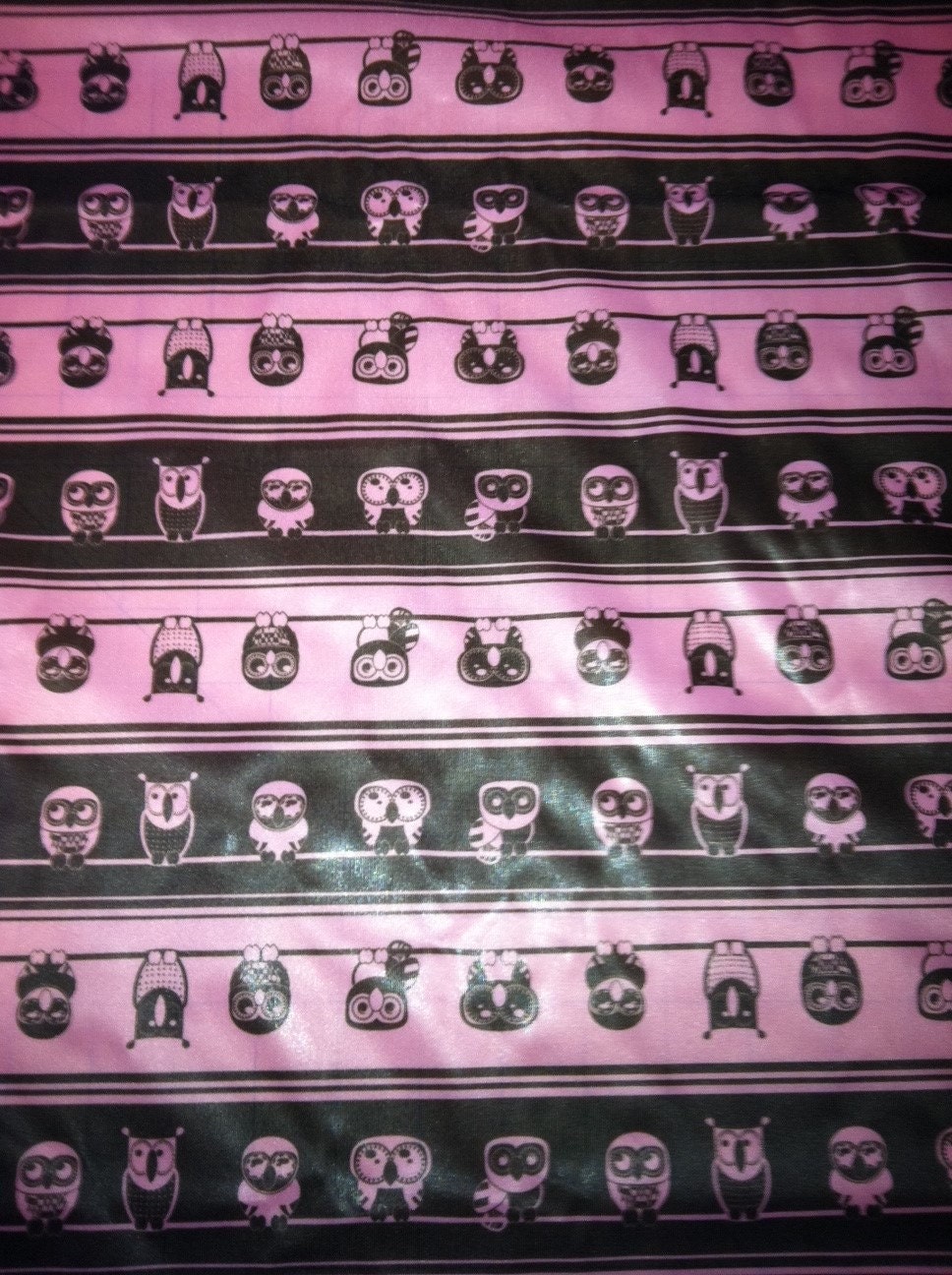 Pink Owls On A Line Polyester PUL Diaper Cut 18 in X 20 in