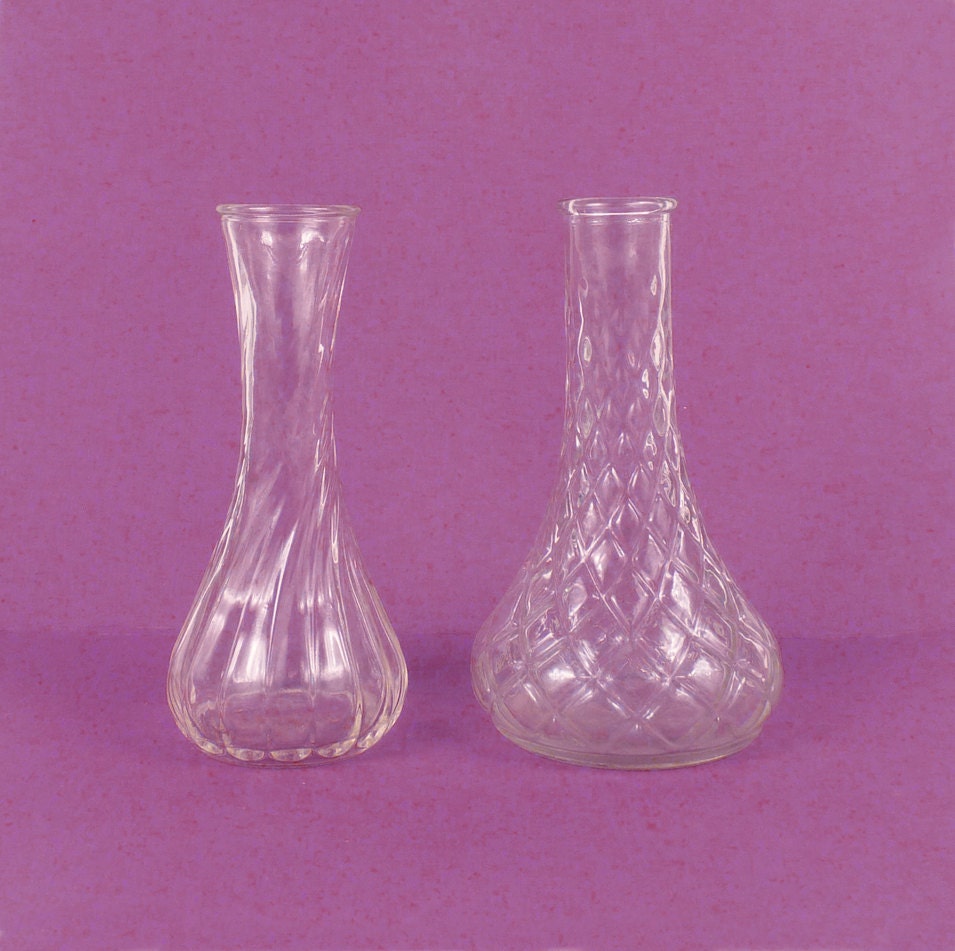 Vintage Mini Bud Vase Clear Glass Weddings Flower by ByHeart