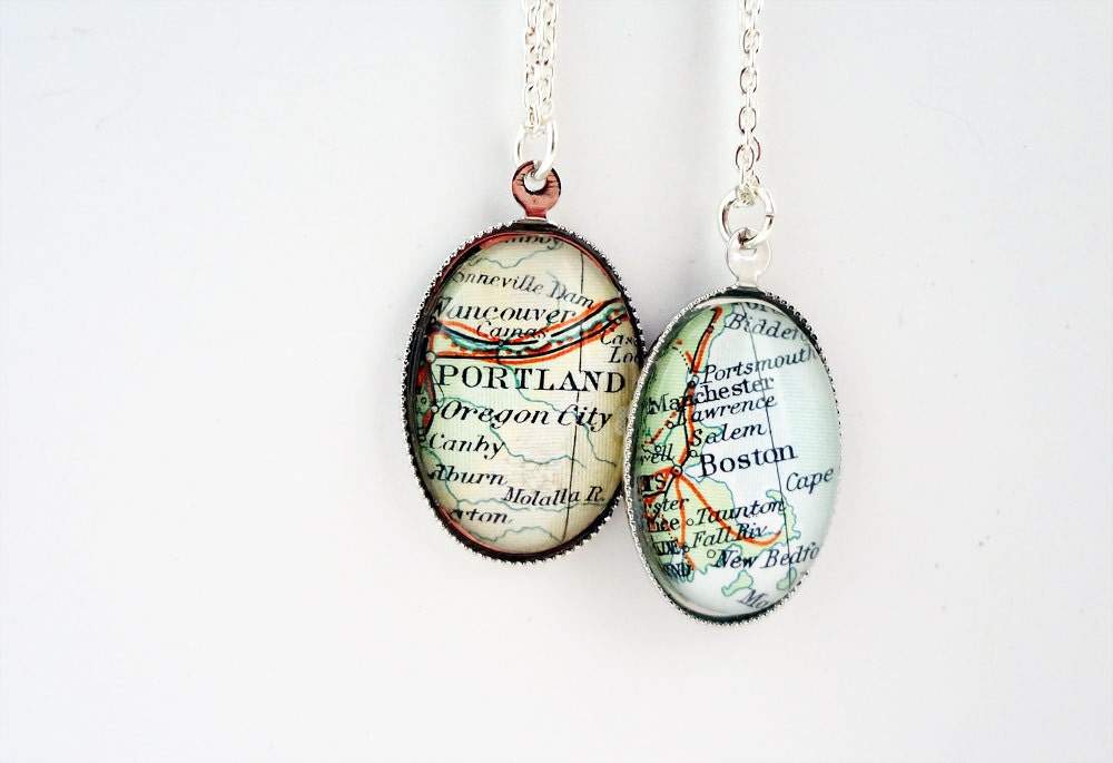 Custom Silver Pendant, Vintage Maps, Personalized Jewellery, Wedding Mother Bridesmaid
