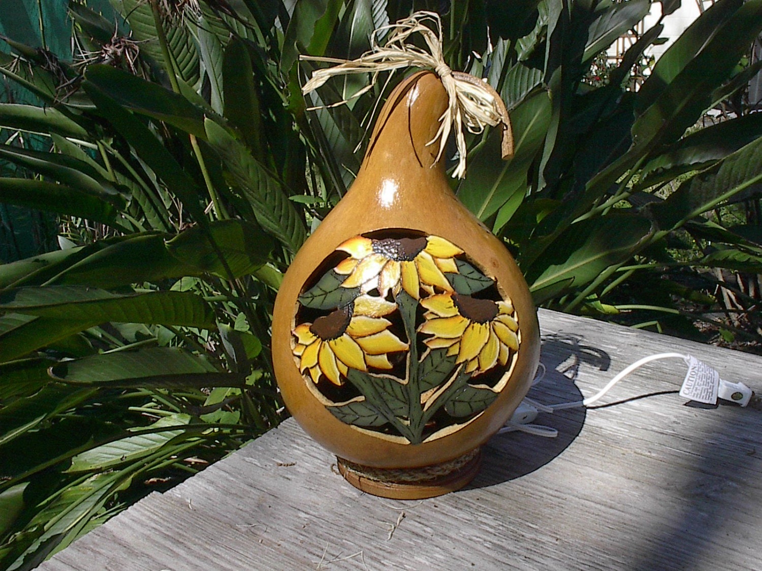 Handpainted Sunflower Gourd Lamp  Nightlight