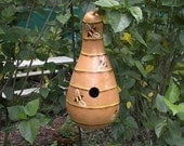 Hand Painted Beehive Gourd Birdhouse Outdoor