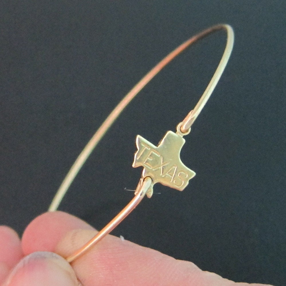 Texas State Bracelet, Gold Texas Bracelet, Texas Bangle Bracelet, Texas Charm Bracelet, State of Texas Bracelet, State of Texas Jewelry