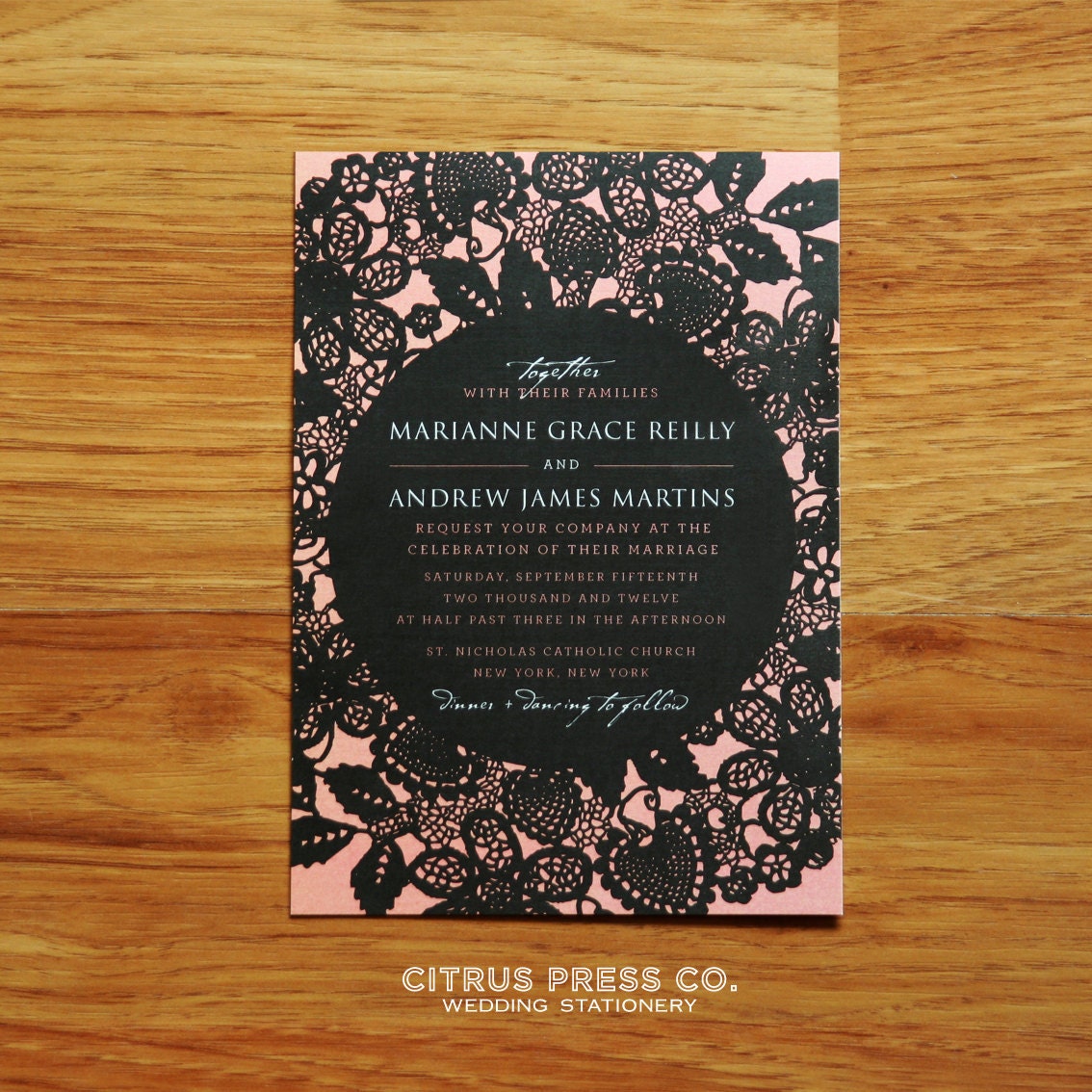 Wedding Invitation - Lace Frame - available as DIY PDF Printable