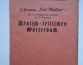 Antique German school book w. dictionary Josef Ponten The Master from Riga, 1928