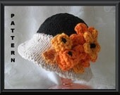Knitting Pattern for Baby Hat-Brimmed Baby Hat Pattern-Hand Knitted BABY HAT PATTERN-Halloween Thanksgiving and Fall Colors