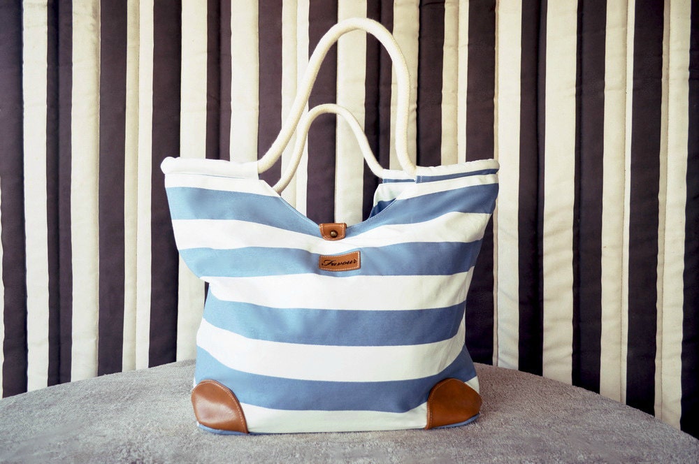 Blue Stripes Bag Hobo White Purse Carryall Large Handbag Oversized Etsy Fashion Spring Gift