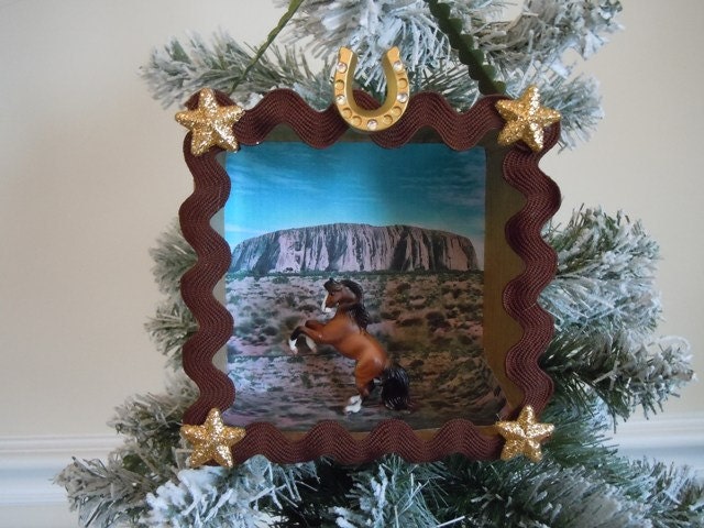 Horse, Shadow Box, Diorama, Western, Country, Mustang, Wild Horse, Brumby, Retro, Holiday Decor, Christmas Ornament, Paper