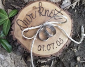Personalized Ring Bearer Wood Slice - Wood Ring Bearer Pillow - Wood Burned Ohio Cherry Wood - Rustic Outdoor Barn or Woodland Wedding