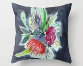 30% Off SALE - Accent Pillow - Watercolor Throw Pillow Cover - Bouquet - Floral Art Painting - Decorative Pillow - Home Decor - Housewares