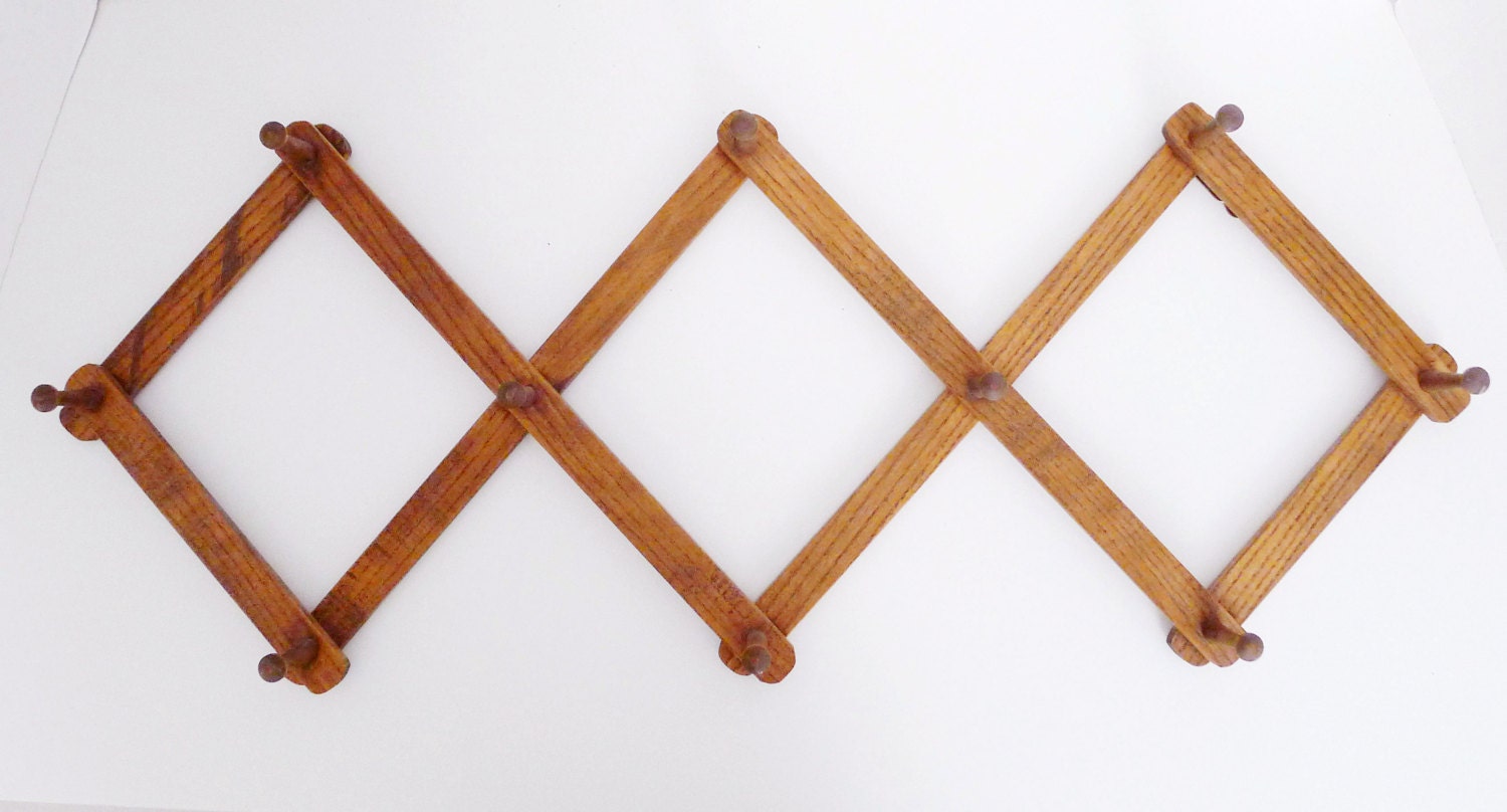 Vintage Wooden PEG Hook Rack