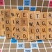 Wood Scrabble coasters. Set of 4. Cork bottom. Handmade from vintage game tile pieces.