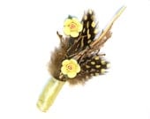 Pale Yellow Ceramic Roses Boutonniere