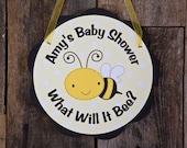 Bee Themed Baby Shower Door Hanger in Yellow and Black - Bee Baby Shower Decorations