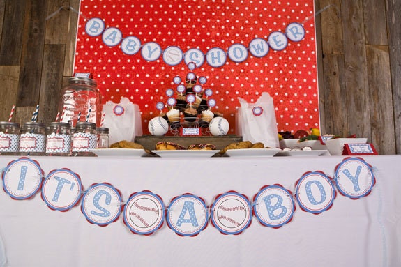 Baseball Baby Shower Banner - ITS A BOY Party Sign - Baseball Baby Shower Decorations in Blue and Red Il_170x135