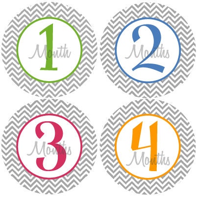Baby Month Stickers Baby Boy Monthly Milestone Stickers Blue Green Primary Colors Chevron Milestone Stickers Baby Shower Gift - Pete Il_570xn