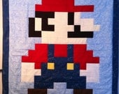 Lil Geek MARIO Crib Quilt, Modern Colors