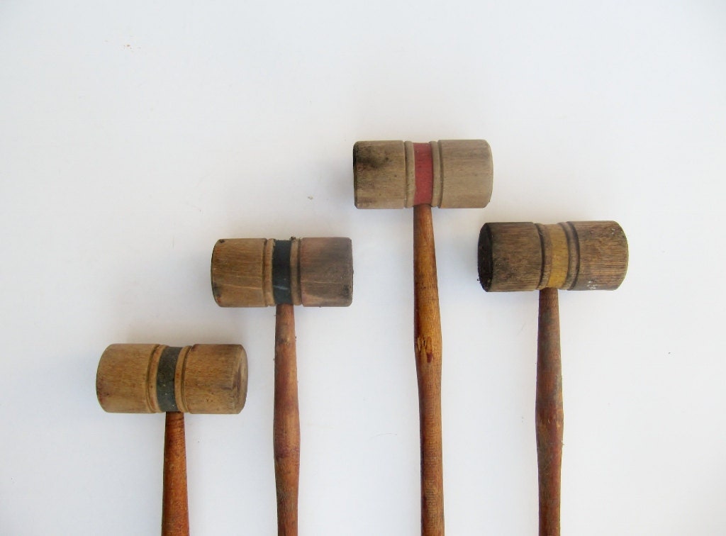 Antique Wooden Croquet Set