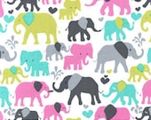 1 yard - Elephant walk in Orchid, Michael Miller Fabrics