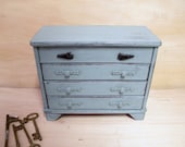 Wood Jewerly Box,Gift, Distressed, Handfinished in Duck Egg Blue/Aqua
