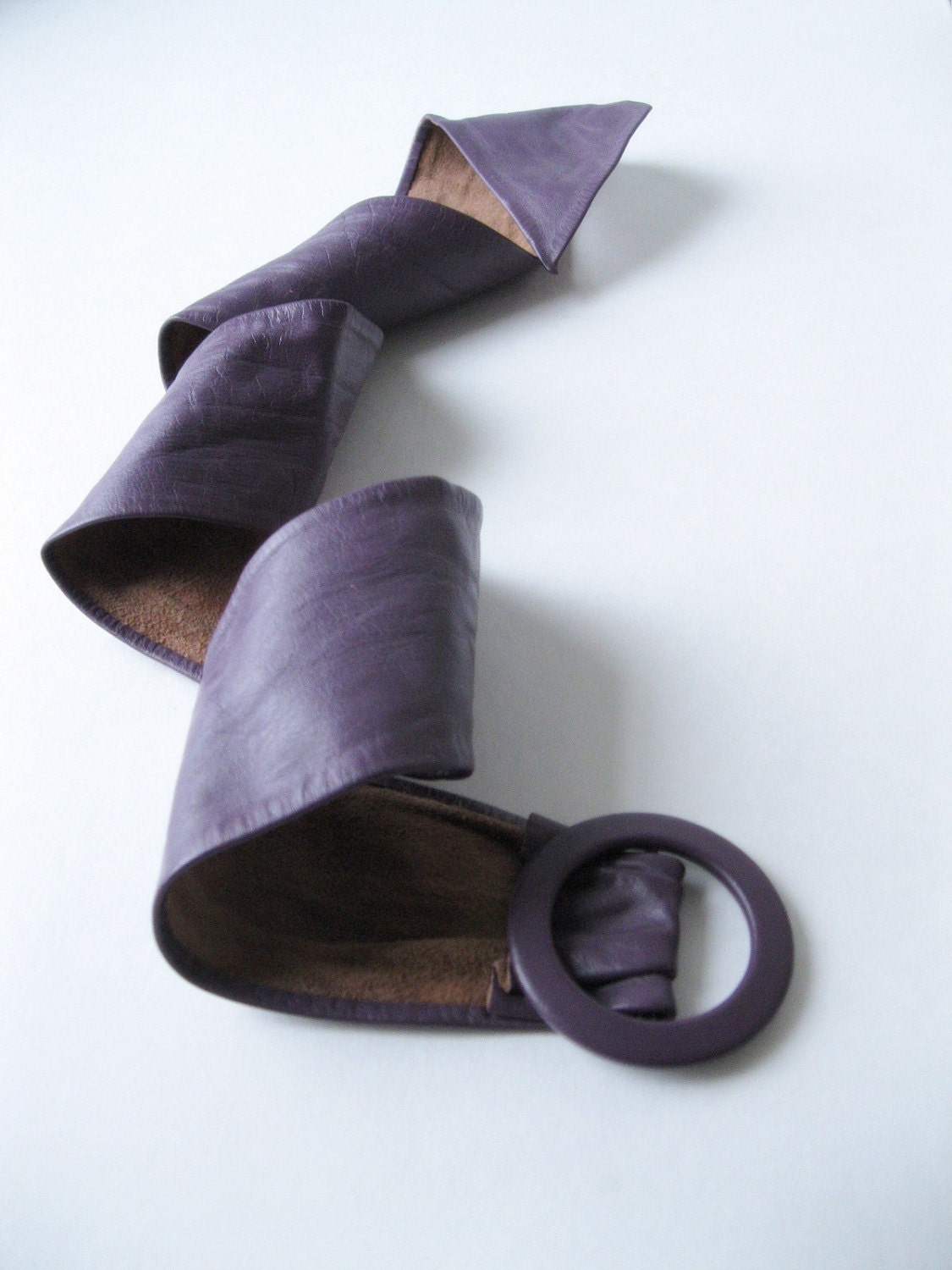 Purple Leather Belt, Leather Belt, Cinch Belt, Genuine Leather, by mailordervintage on etsy
