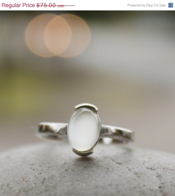 Memorial Day SALE White Moonstone Ring - Gemstone Ring - June Birthstone, Oval, Stelring Silver
