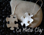AUTISM Fine Silver Puzzle Earrings - Medium