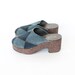 Vintage 70s Blue Diamond Suede Platform Clogs // Women's Wood & Cork Wedges Sz 7 1/2