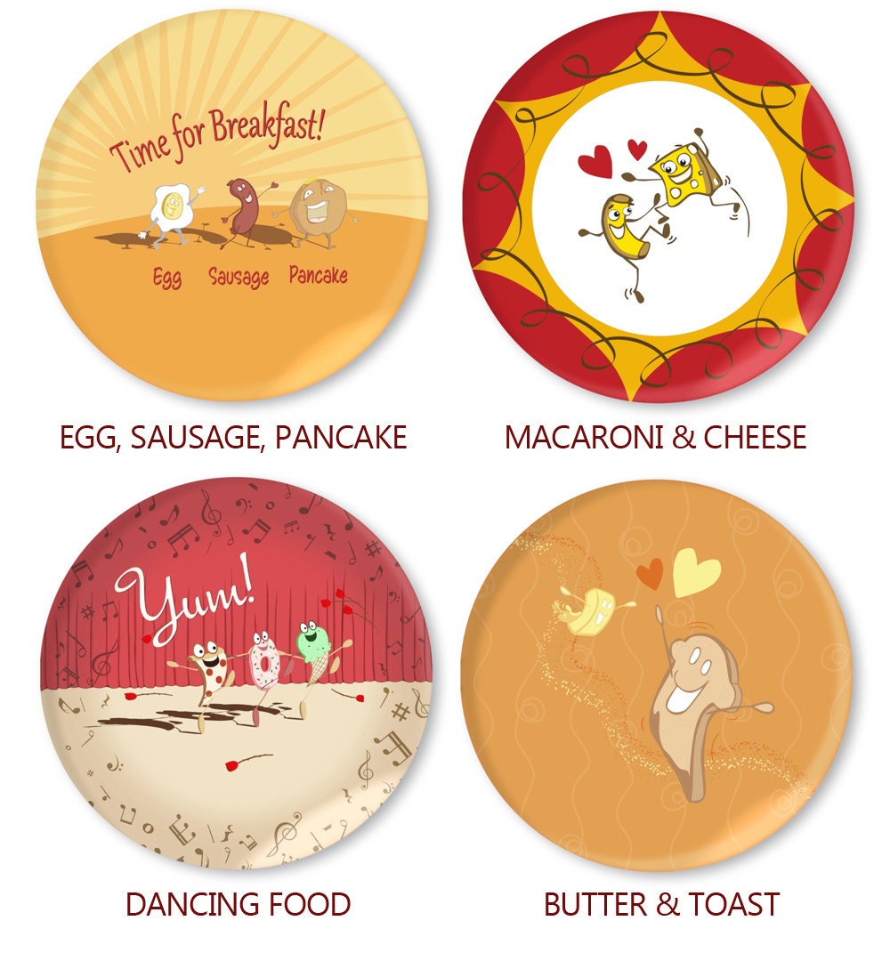 Childrens Plates Set of Four Mix and Match - Can be personalized