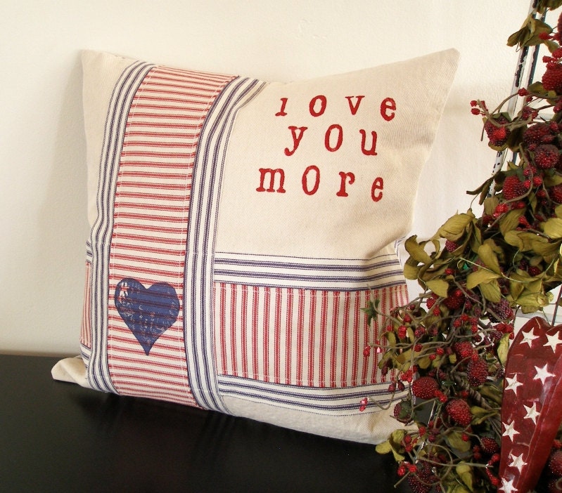 love you more - Hand Stamped Lumbar Pillow Cover